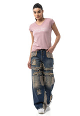 WT396 – Blue, round neck, front print “There is Beauty in Simplicity”, casual fit