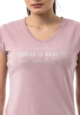WT396 – Blue, round neck, front print “There is Beauty in Simplicity”, casual fit