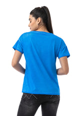WT388 – Blue, Cut-Out Design, Short Sleeve, Trendy Street Style