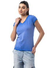 WT385 – Blue, V-neck, short sleeves, casual fit for everyday wear & leisure