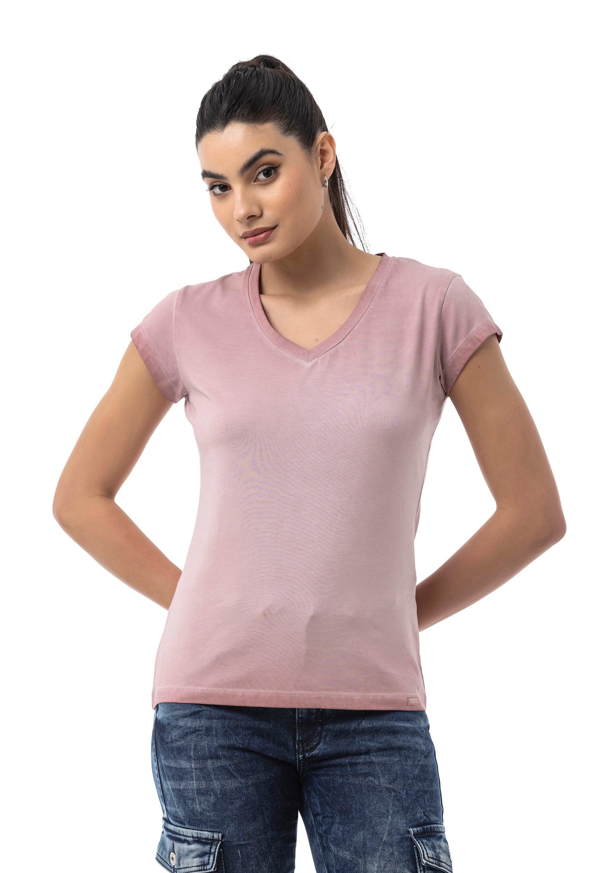 WT385 – Blue, V-neck, short sleeves, casual fit for everyday wear & leisure