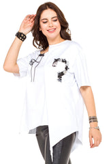 WT239 Women's Shirt with Cut-Out & Sequin Detail
