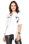 WT239 Women's Shirt with Cut-Out & Sequin Detail