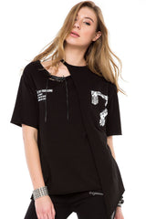 WT239 Women's Shirt with Cut-Out & Sequin Detail