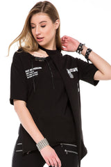 WT239 Women's Shirt with Cut-Out & Sequin Detail