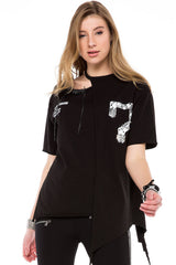 WT239 Women's Shirt with Cut-Out & Sequin Detail