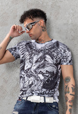 CT781 Men's T-shirt with large eagle print