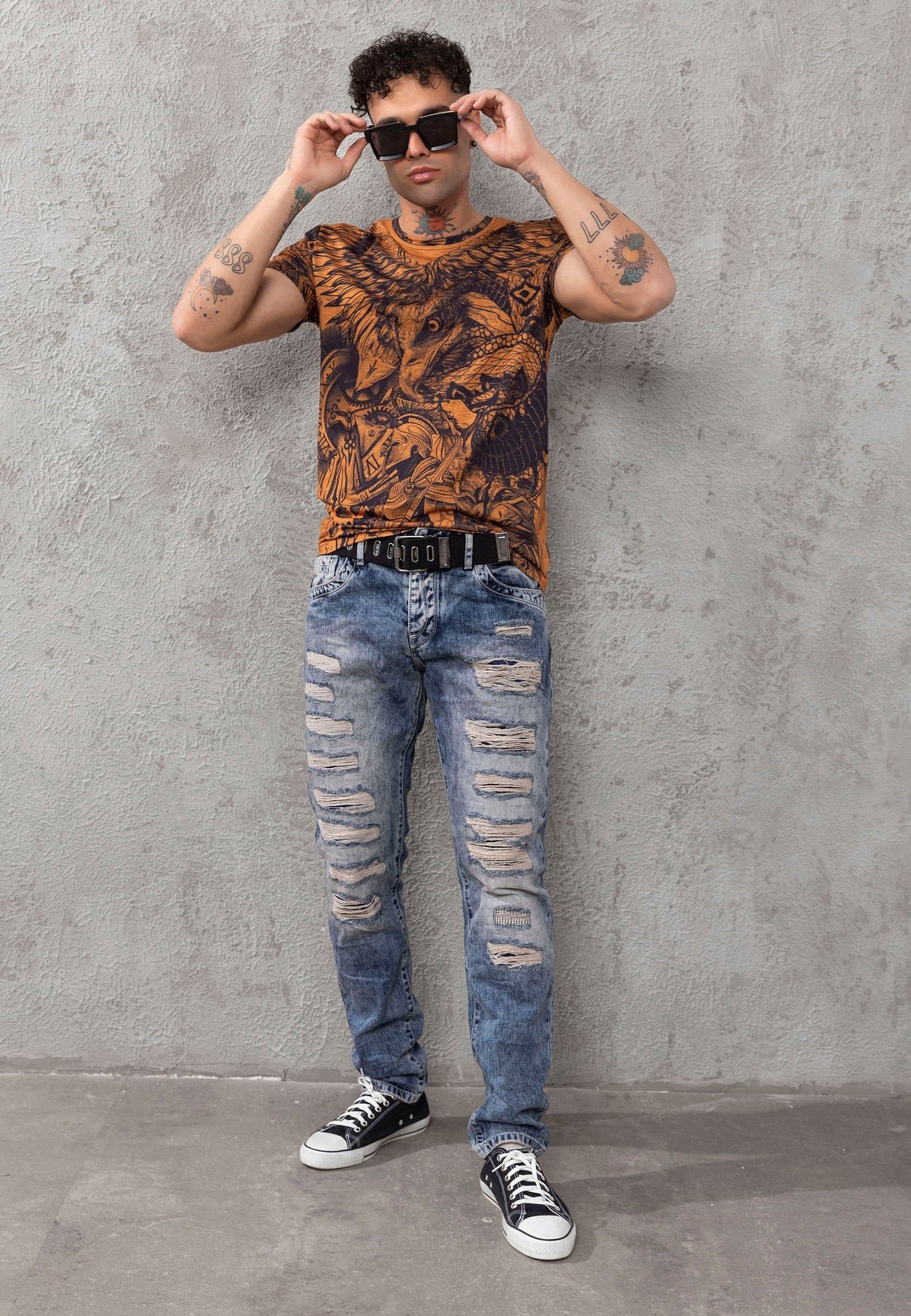 CT781 Men's T-shirt with large eagle print
