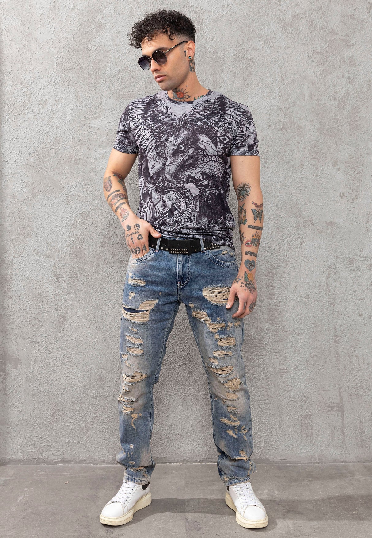 CT781 Men's T-shirt with large eagle print