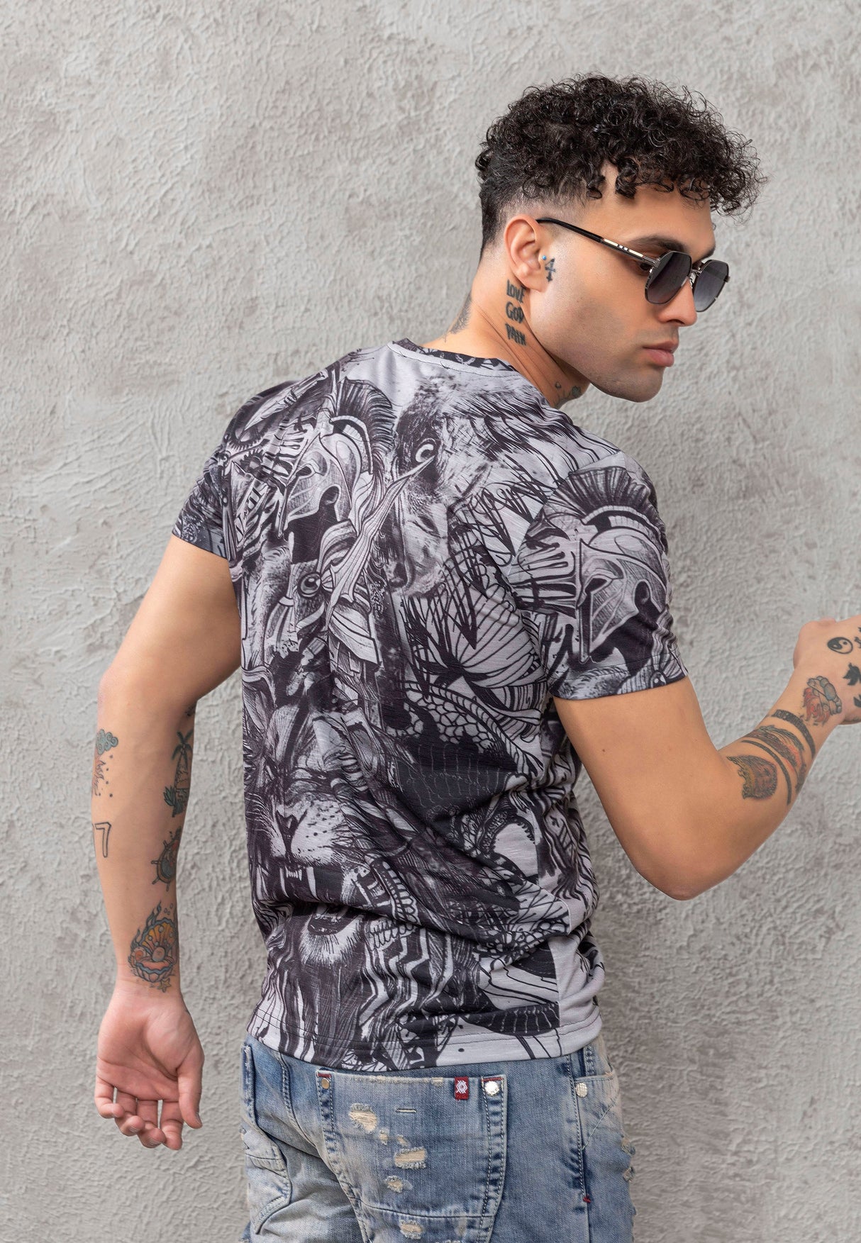 CT781 Men's T-shirt with large eagle print