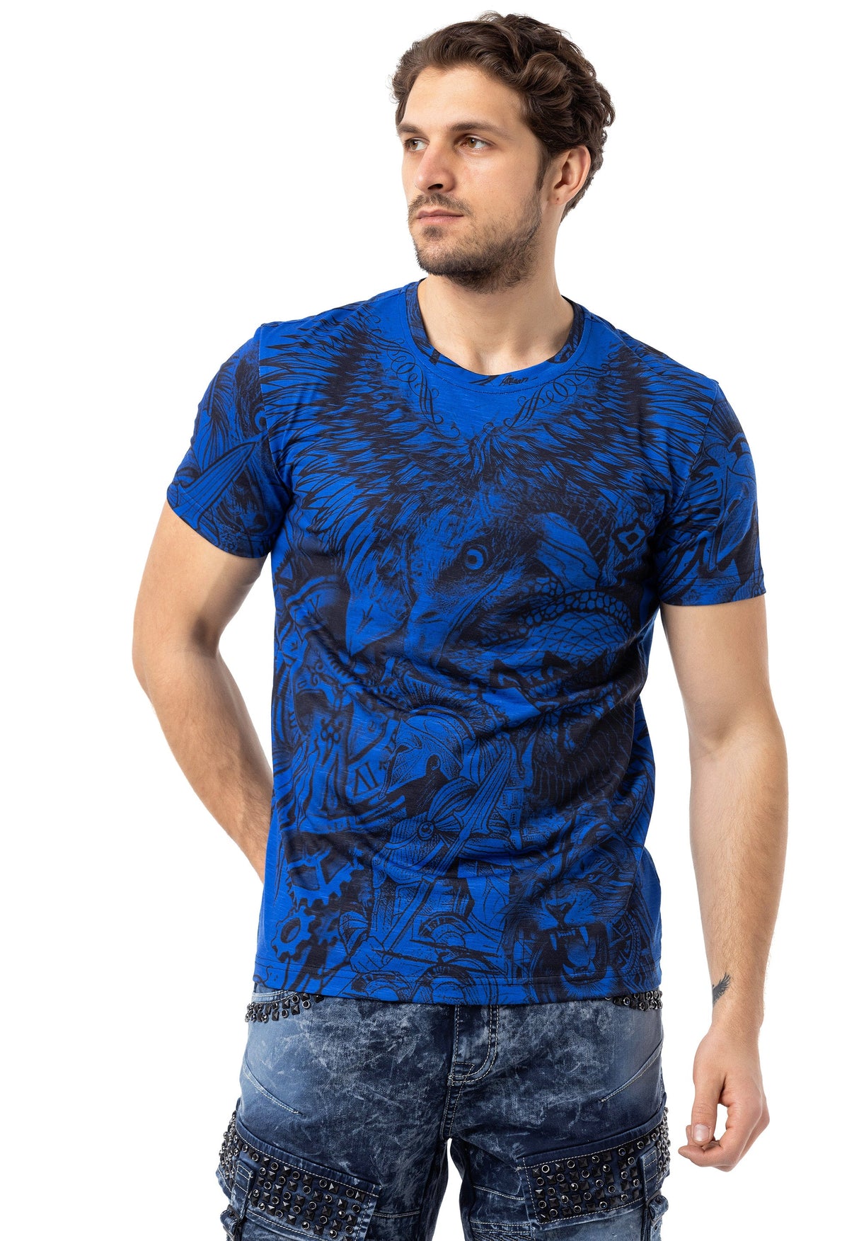 CT781 Men's T-shirt with large eagle print