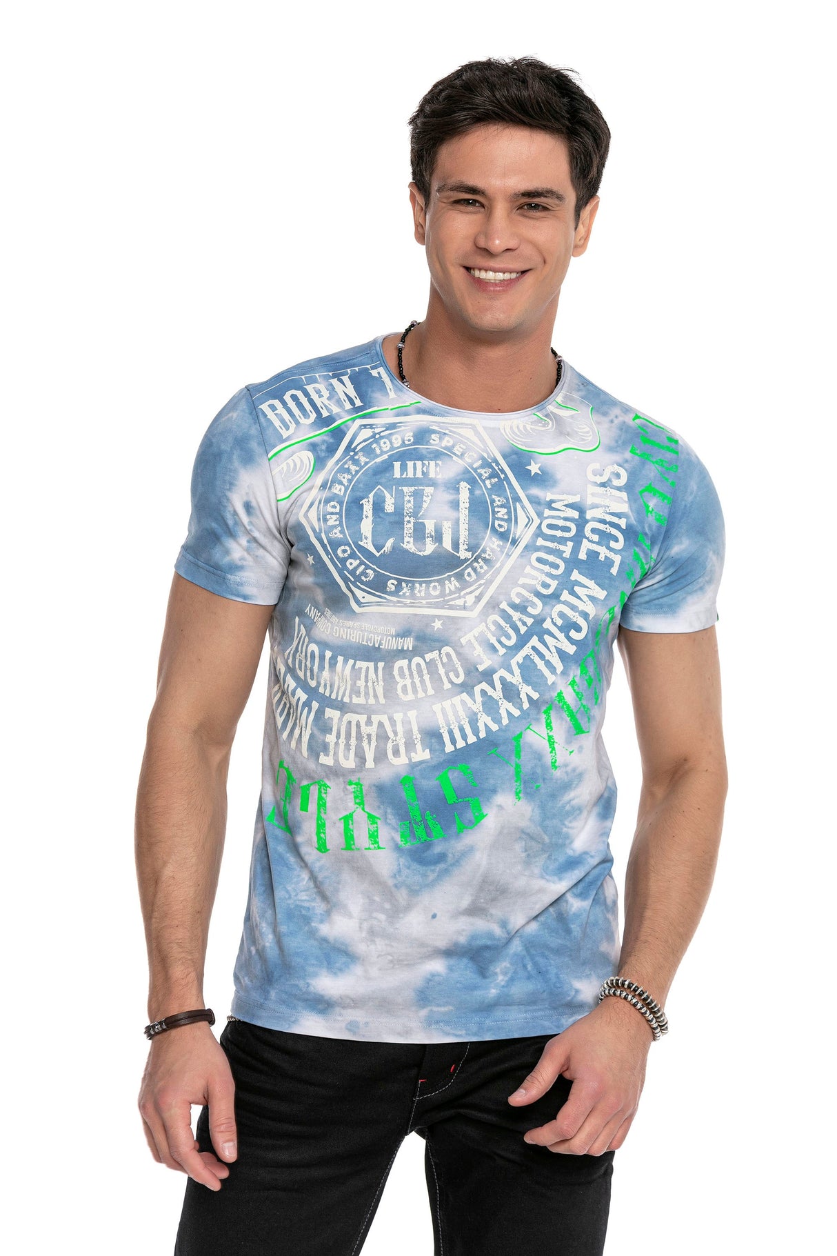CT614 Men's T-shirt with fashionable batik pattern