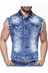 CW102 Men's denim vest with cool shirt collar