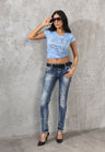 WD153 Women's Slim-Fit Low-Waisted Straight Fit Jeans