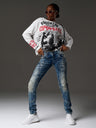 WD175 Women's slim-fit jeans with decorative stitching in straight fit