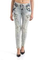 WD216 Women's comfortable jeans in a fashionable wash, slim fit