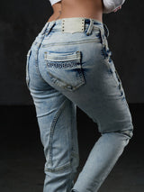 WD216 Women's comfortable jeans in a fashionable wash, slim fit