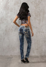 WD222 Women's Regular-Fit Low Waist Jeans with Cool Wash