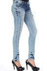 WD226 Women's Slim-Fit Jeans with Distressed Effects
