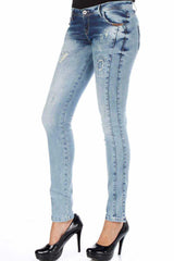 WD226 Women's Slim-Fit Jeans with Distressed Effects