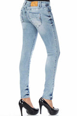 WD226 Women's Slim-Fit Jeans with Distressed Effects