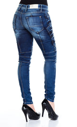WD255 Women's comfortable biker-style jeans in slim fit