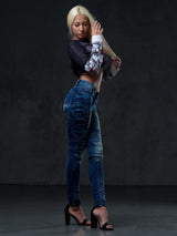 WD255 Women's comfortable biker-style jeans in slim fit
