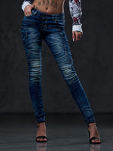 WD255 Women's comfortable biker-style jeans in slim fit