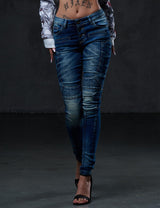 WD255 Women's comfortable biker-style jeans in slim fit