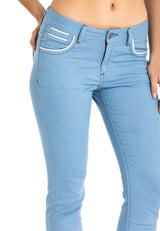 WD256A Women's slim-fit jeans with embroidered pockets