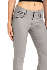 WD256A Women's slim-fit jeans with embroidered pockets