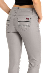 WD256A Women's slim-fit jeans with embroidered pockets