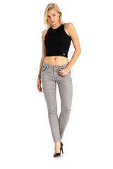 WD256A Women's slim-fit jeans with embroidered pockets