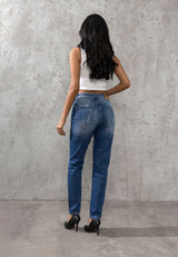 WD303 women's mom jeans in a destroyed look