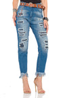 WD304 Women's comfortable jeans with a special cut-out look