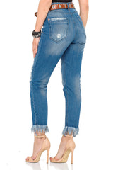 WD304 Women's comfortable jeans with a special cut-out look