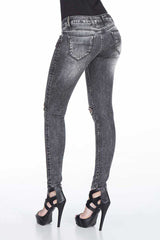 WD307 Women's slim-fit jeans in a trendy used look