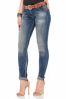 WD349 Women's comfortable jeans with trendy used elements