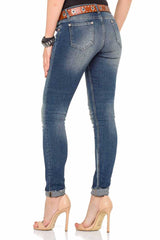 WD349 Women's comfortable jeans with trendy used elements