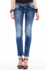 WD352 Women's slim-fit jeans with cool seam designs in a straight fit