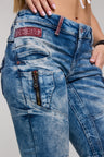 WD358 Women's comfortable jeans with fashionable decorative seams