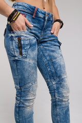 WD358 Women's comfortable jeans with fashionable decorative seams