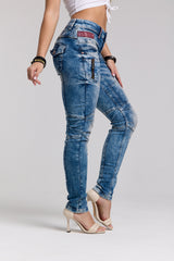 WD358 Women's comfortable jeans with fashionable decorative seams