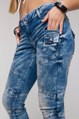 WD358 Women's comfortable jeans with fashionable decorative seams