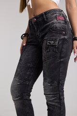 WD358 Women's comfortable jeans with fashionable decorative seams