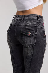 WD358 Women's comfortable jeans with fashionable decorative seams