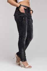 WD358 Women's comfortable jeans with fashionable decorative seams