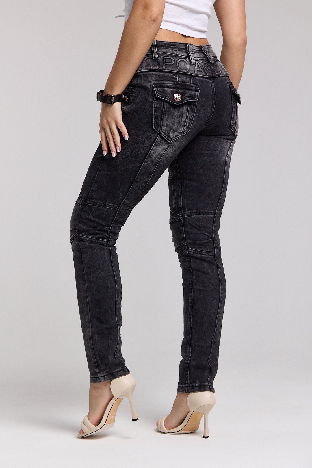 WD358 Women's comfortable jeans with fashionable decorative seams