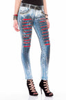 WD375 Women's Skinny Jeans with Gemstone Pockets