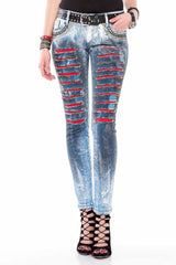 WD375 Women's Skinny Jeans with Gemstone Pockets